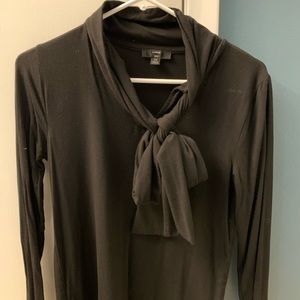J Crew 365 Black Tie Neck Blouse